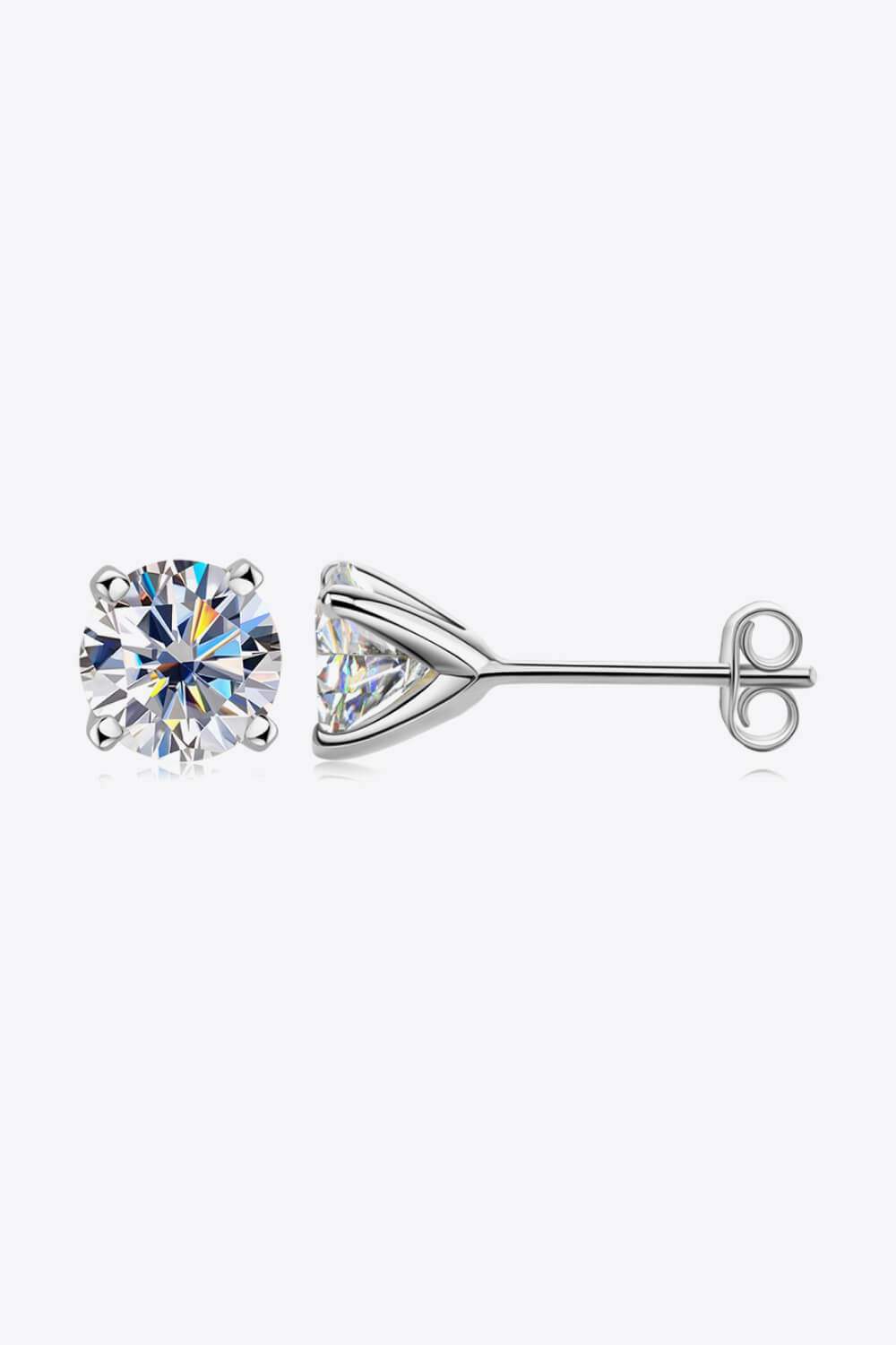 925 Sterling Silver 1 Carat Moissanite 4-Prong Stud Earrings Silver One Size Moissanite - Tophatter Daily Deals