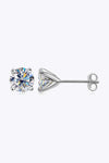 925 Sterling Silver 1 Carat Moissanite 4-Prong Stud Earrings Silver One Size Moissanite - Tophatter Daily Deals