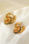 18K Gold-Plated Inlaid Zircon Double-Hoop Earrings Earrings - Tophatter Daily Deals