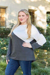 Celeste Design Full Size Contrast Long Sleeve Top Blouses - Tophatter Daily Deals