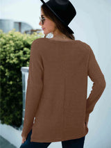 Plunge Slit T-Shirt with Pocket Women's T-Shirts - Tophatter Daily Deals