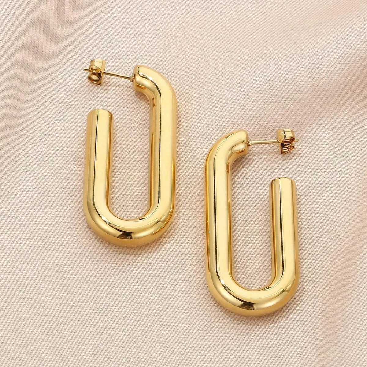 Stainless Steel Hinged Hoop Earrings Style A Gold One Size Earrings - Tophatter Daily Deals