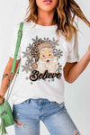 BELIEVE Santa Graphic T-Shirt Women's T-Shirts - Tophatter Daily Deals