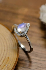 Moonstone Teardrop 925 Sterling Silver Halo Ring Moonstone - Tophatter Daily Deals