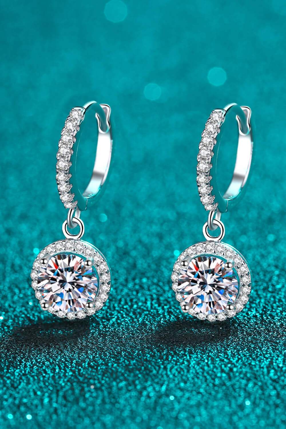 Moissanite Round-Shaped Drop Earrings Moissanite - Tophatter Daily Deals