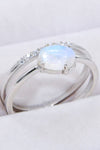 Natural Moonstone and Zircon Double-Layered Ring - Tophatter Shopping Deals