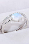 Natural Moonstone and Zircon Double-Layered Ring Moonstone - Tophatter Daily Deals