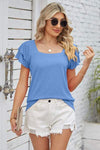 Square Neck Flutter Sleeve T-Shirt Women's T-Shirts - Tophatter Daily Deals