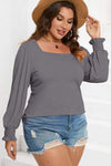 Plus Size Square Neck Lantern Sleeve T-Shirt Women's T-Shirts - Tophatter Daily Deals