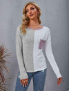 Color Block Round Neck Top with Pocket Light Gray Women's T-Shirts - Tophatter Daily Deals