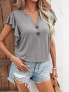 Notched Cap Sleeve T-Shirt Women's T-Shirts - Tophatter Daily Deals