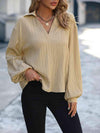 Johnny Collar Long Sleeve Blouse Blouses - Tophatter Daily Deals