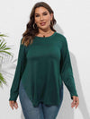 Plus Size Round Neck Long Sleeve Slit T-Shirt Women's T-Shirts - Tophatter Daily Deals