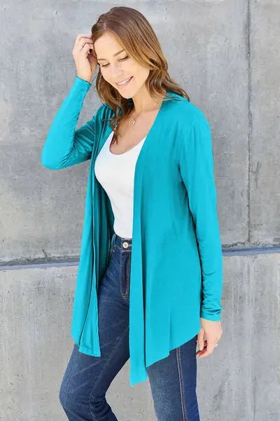 Basic Bae Full Size Open Front Long Sleeve Cardigan Blouses - Tophatter Daily Deals