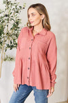 Heimish Full Size Waffle-Knit Button Down Blouse Blouses - Tophatter Daily Deals