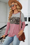 Leopard Striped Round Neck T-Shirt Women's T-Shirts - Tophatter Daily Deals