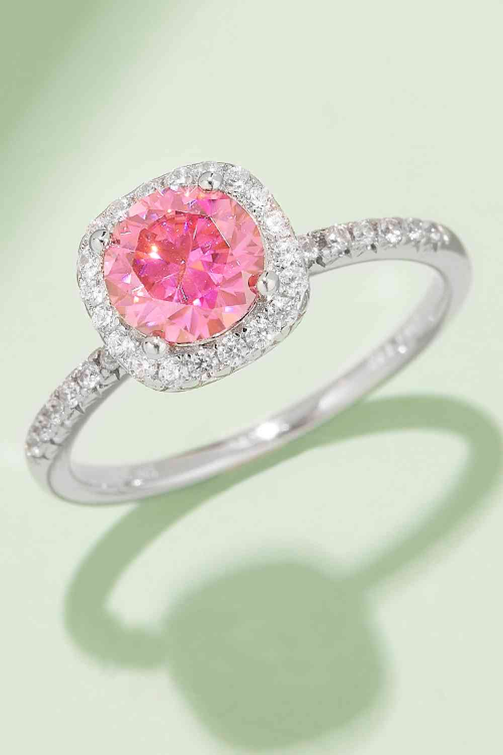 Adored 1 Carat Moissanite 925 Sterling Silver Halo Ring Deep Rose Moissanite - Tophatter Daily Deals