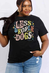 Simply Love Full Size LESS PEOPLE MORE DOGS Graphic Cotton T-Shirt Black Women's T-Shirts - Tophatter Daily Deals