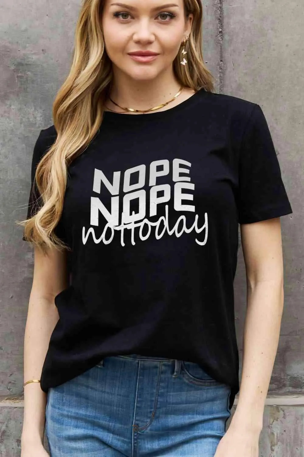 Simply Love Full Size NOPE NOPE NOT TODAY Graphic Cotton Tee Women's T-Shirts - Tophatter Daily Deals
