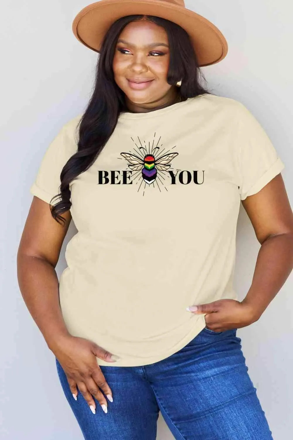 Simply Love Full Size BEE YOU Graphic T-Shirt Women's T-Shirts - Tophatter Daily Deals