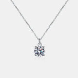 1 Carat Moissanite 925 Sterling Silver Necklace Silver One Size Moissanite - Tophatter Daily Deals