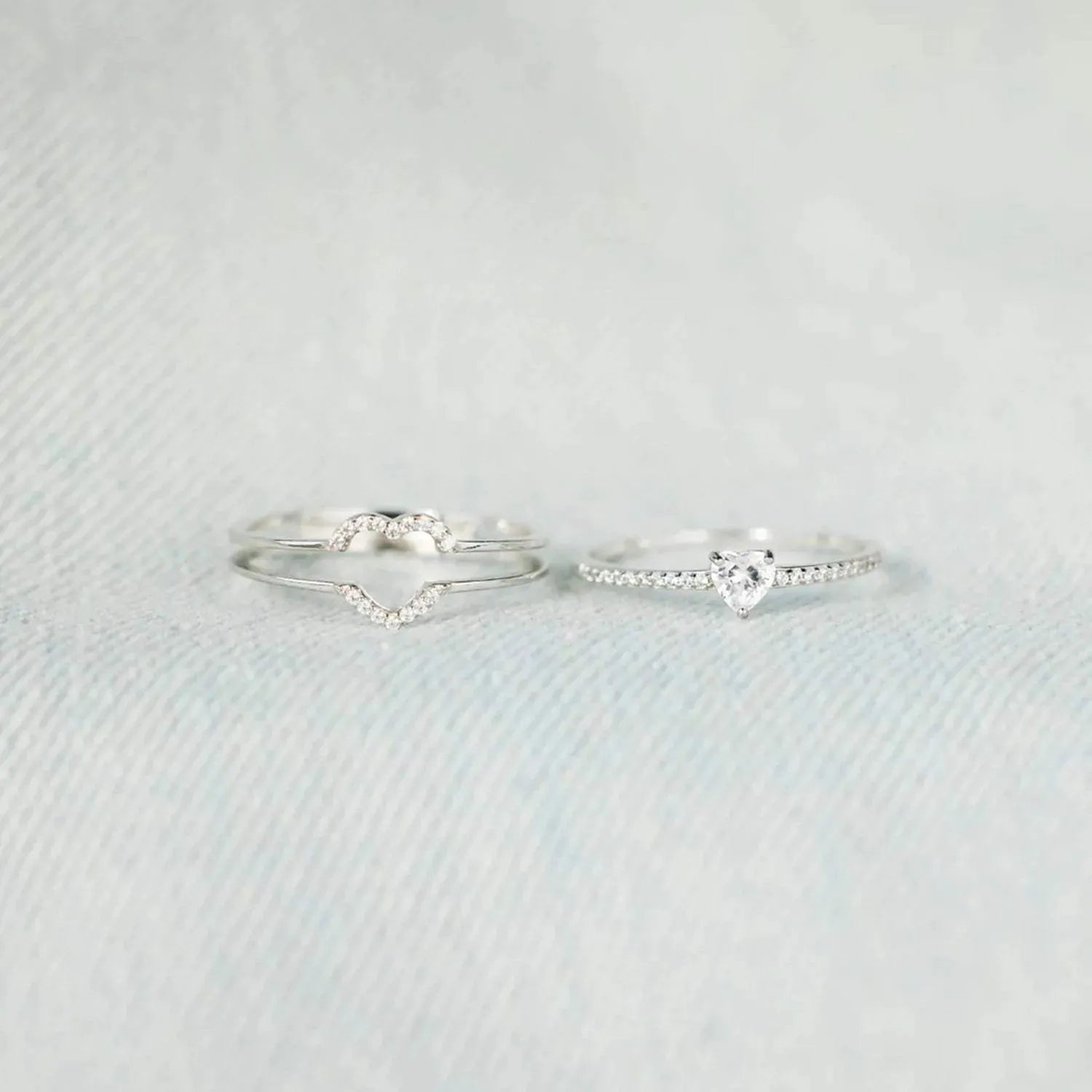 925 Sterling Silver Inlaid Zircon Heart Ring Rings - Tophatter Daily Deals