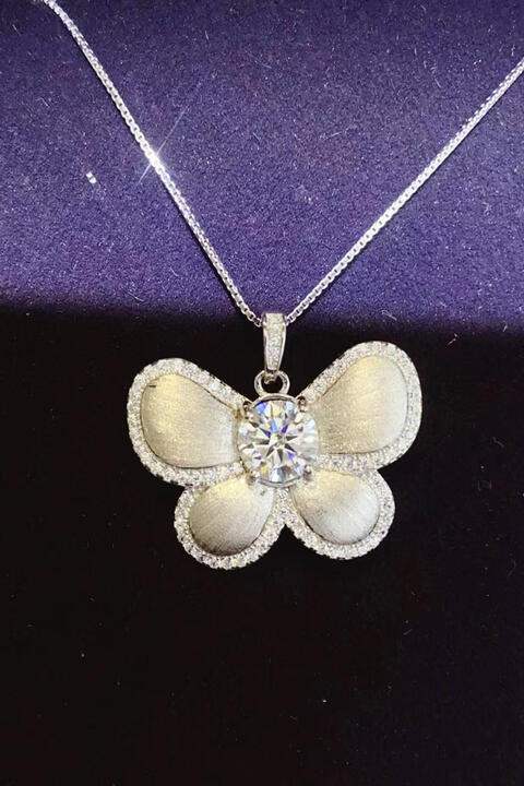 1 Carat Moissanite Butterfly Pendant Necklace Moissanite - Tophatter Daily Deals