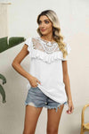 Spliced Lace Ruffled Blouse Blouses - Tophatter Daily Deals