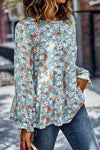 Floral Flounce Sleeve Tiered Blouse Blouses - Tophatter Daily Deals