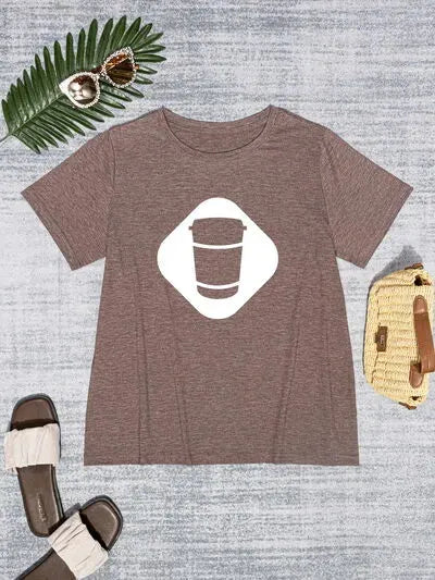 Graphic Round Neck Short Sleeve T-Shirt Women's T-Shirts - Tophatter Daily Deals