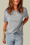 Distressed Round Neck Tee Women's T-Shirts - Tophatter Daily Deals