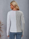 Color Block Round Neck Top with Pocket Women's T-Shirts - Tophatter Daily Deals