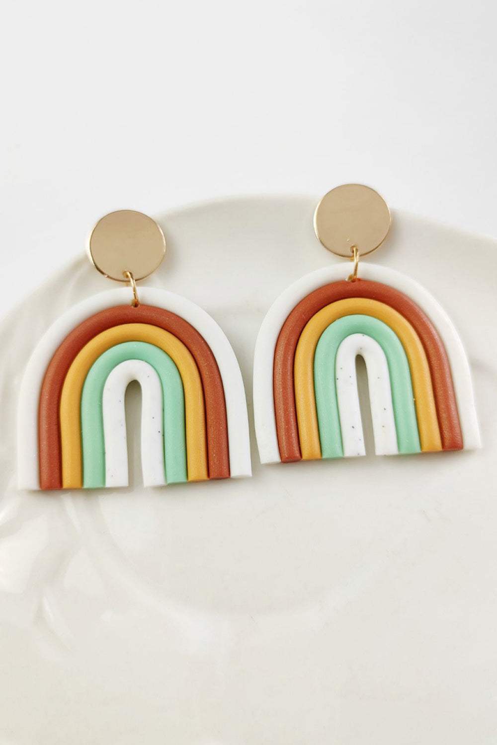 Rainbow Shape Dangle Earrings White One Size Earrings - Tophatter Daily Deals