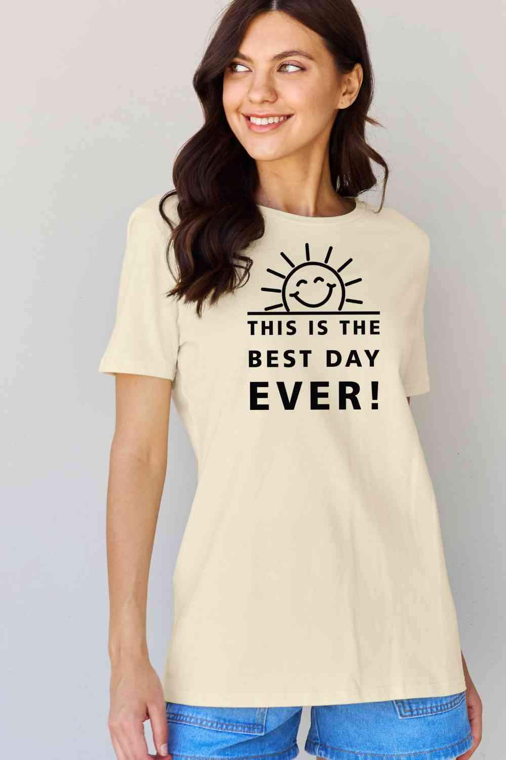 Simply Love Full Size THIS IS THE BEST DAY EVER! Graphic Cotton T-Shirt Women's T-Shirts - Tophatter Daily Deals