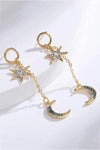 Inlaid Rhinestone Star and Moon Drop Earrings Gold One Size Earrings - Tophatter Daily Deals