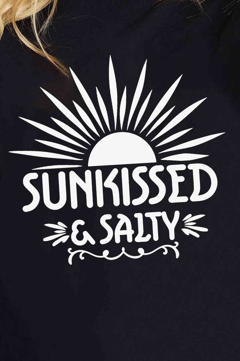 Simply Love SUNKISSED & SALTY Graphic Cotton T-Shirt Women's T-Shirts - Tophatter Daily Deals