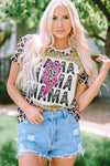 MAMA Graphic Leopard Short Sleeve T-Shirt Women's T-Shirts - Tophatter Daily Deals