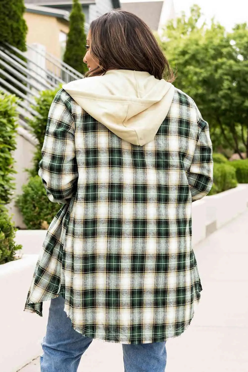 Plus Size Plaid Curved Hem Button Front Shirt Blouses - Tophatter Daily Deals