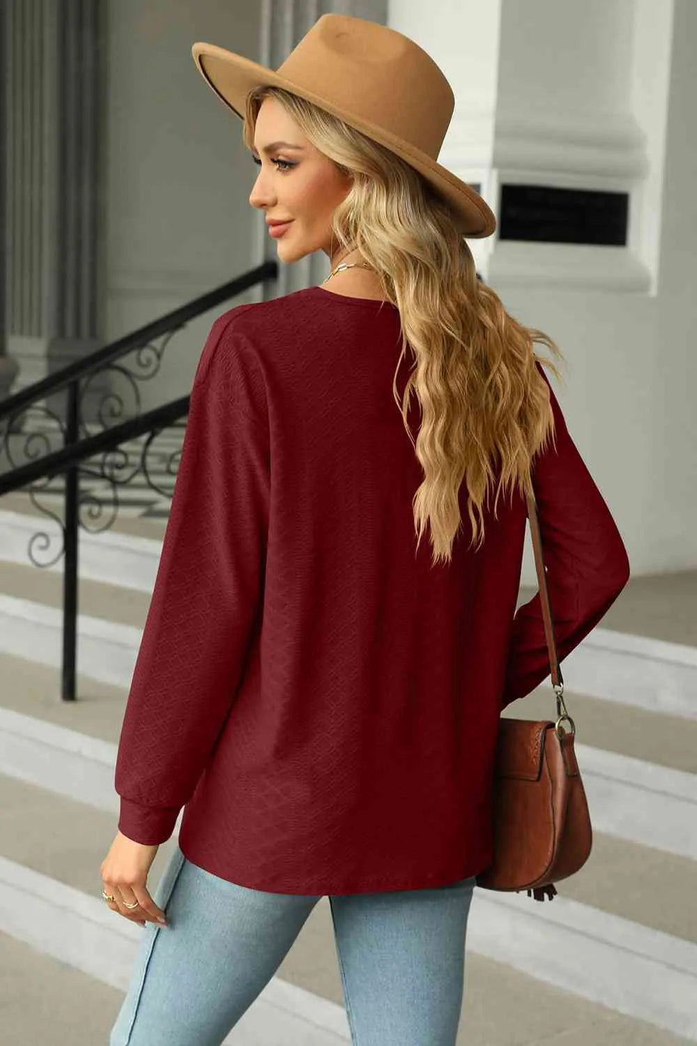 V-Neck Long Sleeve Blouse Blouses - Tophatter Daily Deals