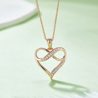 Moissanite 925 Sterling Silver Heart Necklace Rose Gold One Size Moissanite - Tophatter Daily Deals