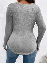 Plus Size V-Neck Long Sleeve T-Shirt Women's T-Shirts - Tophatter Daily Deals