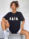 Round Neck Short Sleeve Ghost Graphic T-Shirt Women's T-Shirts - Tophatter Daily Deals