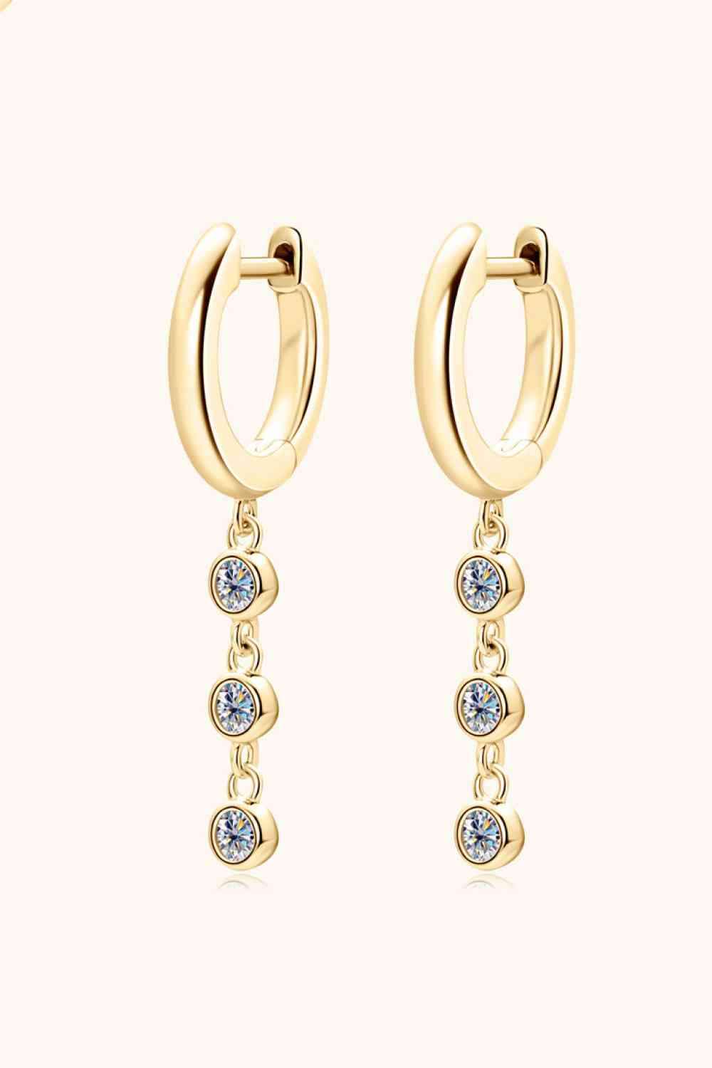 Moissanite Decor 925 Sterling Silver Earrings Gold One Size Moissanite - Tophatter Daily Deals