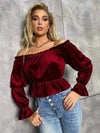 Off-Shoulder Flounce Sleeve Blouse Blouses - Tophatter Daily Deals