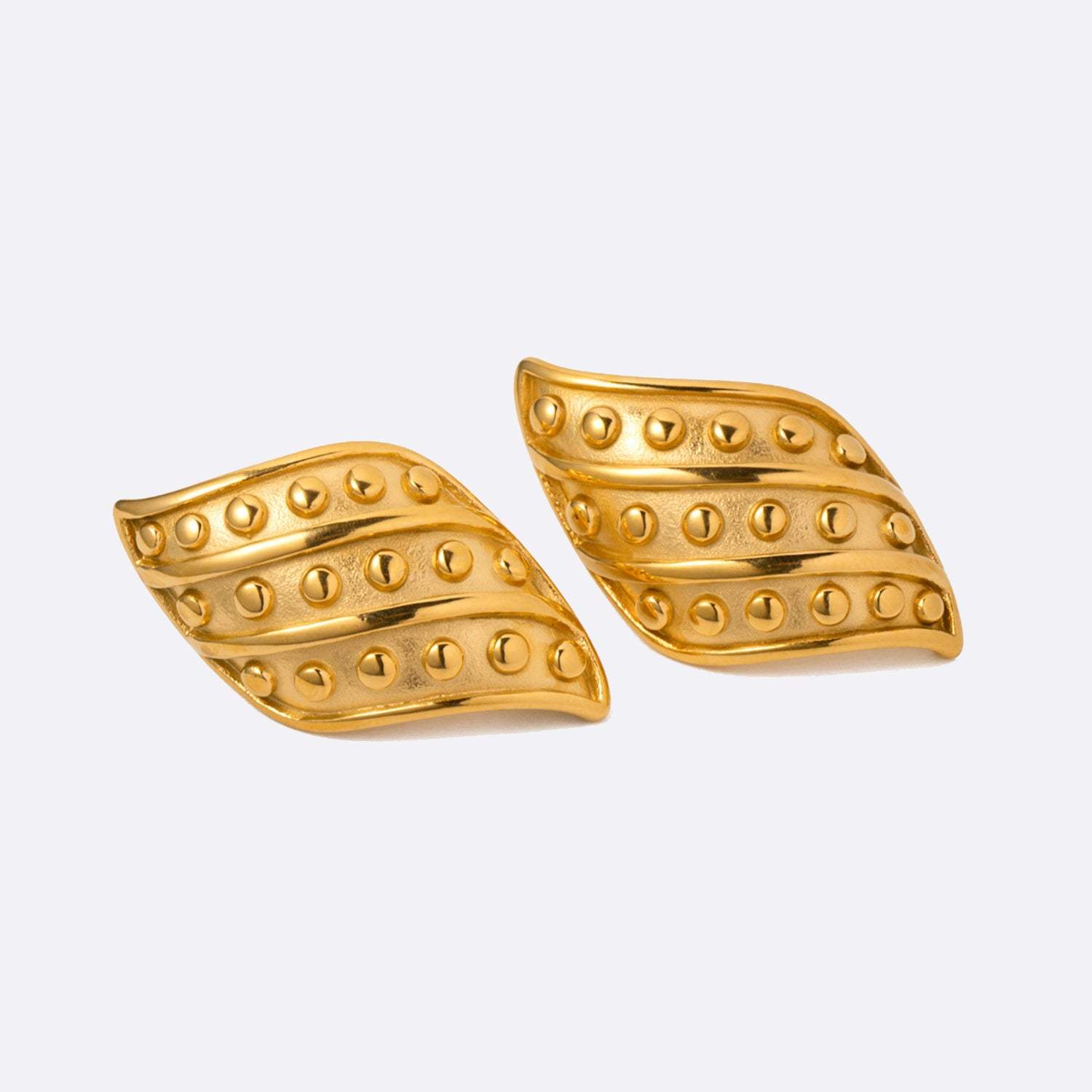 18K Gold-Plated Stainless Steel Stud Earrings Gold One Size Earrings - Tophatter Daily Deals