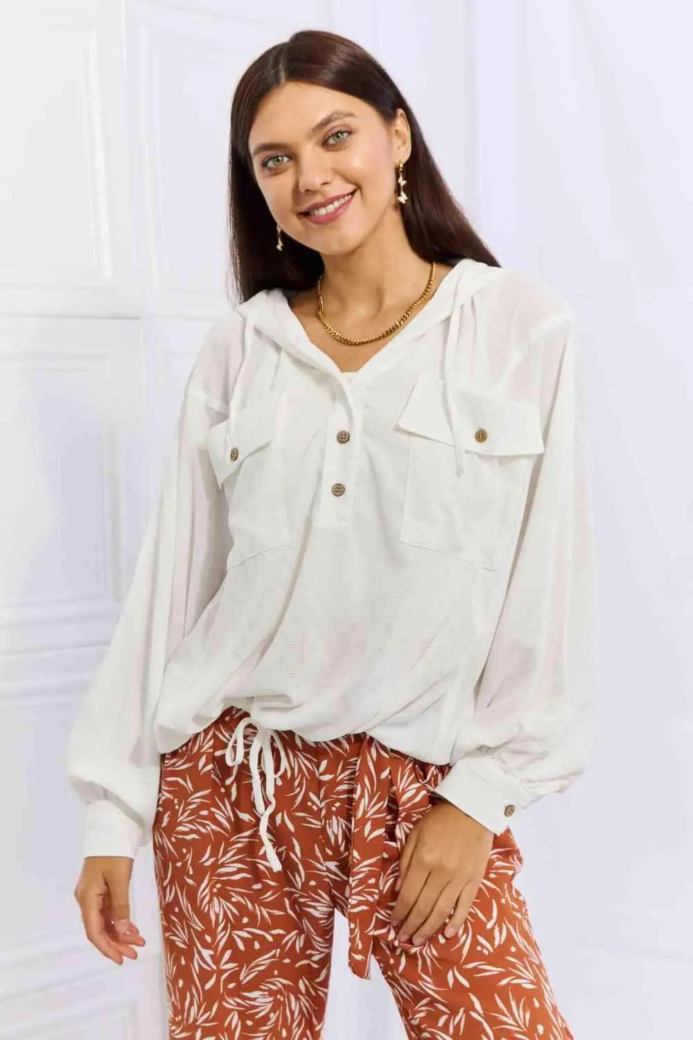 HEYSON Sporty Babe Full Size Lightweight Textured Hoodie Top Blouses - Tophatter Daily Deals