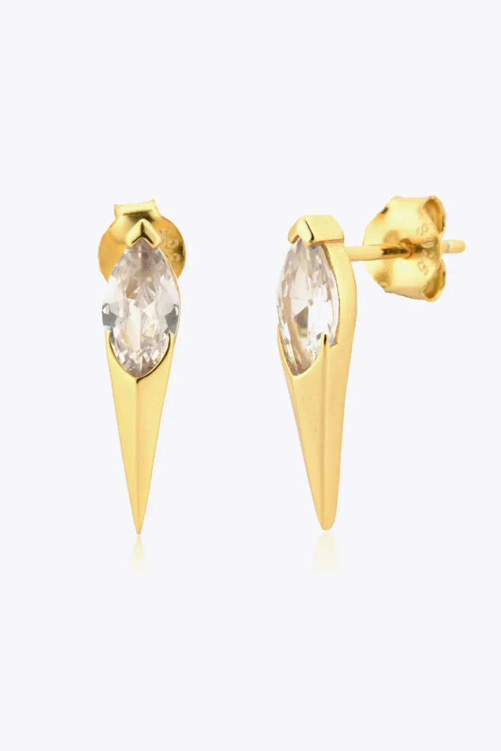 Zircon Decor 925 Sterling Silver Earrings Gold White One Size Earrings - Tophatter Daily Deals