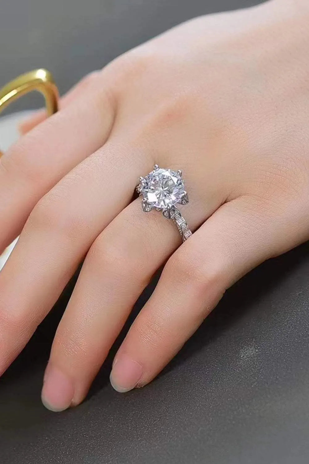 5 Carat Moissanite Heart 925 Sterling Silver Ring Silver Moissanite - Tophatter Daily Deals