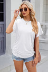 Round Neck Flutter Sleeve T-Shirt White Women's T-Shirts - Tophatter Daily Deals