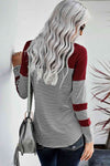 Striped Round Neck Long Sleeve T-Shirt Women's T-Shirts - Tophatter Daily Deals